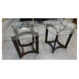 Pair of Glass Top End Tables