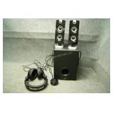 Computer Speakers & Sub with Tascam Headphones