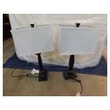 Pair of Ashley Design Lamps w/Wood Base