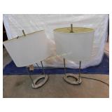Pair of Lamps w/Metal Base
