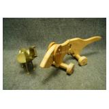 Wooden Bendable Dog & Brass Elephant