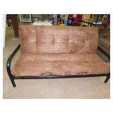 Metal Framed, Brown Micro Suede Futon