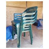 4 Green Plastic Patio Chairs