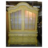 Lighted French Provincial Wood China Cabinet