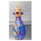 Copper Art Deco Blue Irridescent Hanging Light