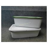Two Vintage Enamelware Pans w/Lids