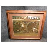 Framed Latin Blaeu Wall Map