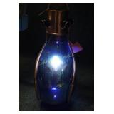 Copper Art Deco Blue Iridescent Hanging Light