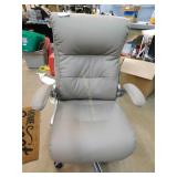 Grey Faux Leather Comfortable Office Chair