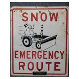 Vintage snow emergency route sign