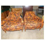 Pair Orange mid-Century Modern Chairs