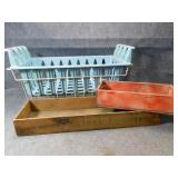 2 Wood Crates & 2 Baskets