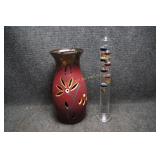 Glass Galileo Thermometer & Clay Vase
