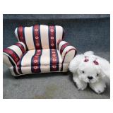 Doll Sized Couch w/Cute Stuffed Dog