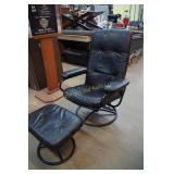 Black Leather Chair w/Ottoman