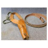 Leather Hip Holster & Tooled Bullet Belt