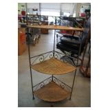 Metal & Wicker Corner Shelf