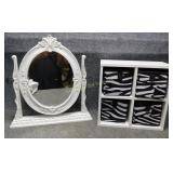 Antique Style Mirror & Small Desktop Storage
