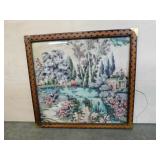 Unique Wood Framed Fabric Wallhanging
