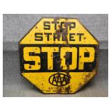 Vintage double sided  rare stop sign AAA