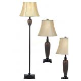 Hammered Bronze 3-Pc. Lamp Set