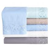 alcove Embroidered Sheet Set -Teal, Queen