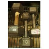 Metal Dumbells, 20lb, 10lb, 10lb