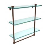 Brass 16" Triple Tiered Glass Shelf