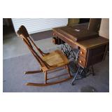 Antique Rocking Chair and Antique Sewing machine