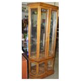 Wood & Glass Lighted Display Cabinet