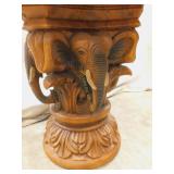 Carved Elephant Wooden Side Table