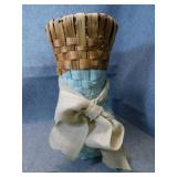 Large Blue & Brown Wicker Vase