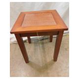 Wooden Side Table w/Wicker Top