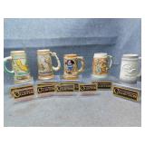 5 Pabst & Budweiser Beer Steins, Stands