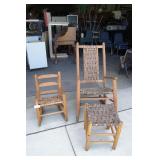 Wood Weave Rocking Chairs & Small Table