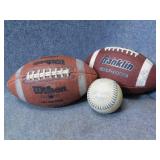 Two Footballs & Softball