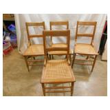 4 - Wooden Cane Bottom Chairs