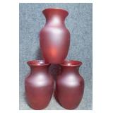 Tote of Frosted Red Vases