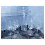 Large Crystal Decanter, 6 Glasses