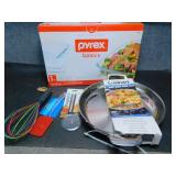 3 Piece Pyrex Baking Set, Cuisinart 12" Pan