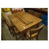 Oak Table, leaves, 6 chairs