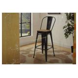 Bamboo Bar Stool in Black Metal