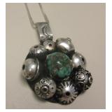 Sterling Silver Cerrillos Turq. Pendant Necklace