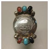 Zuni Sterling Silver Multi-Stone Ring