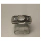 Vtg Sterling Silver Moonstone & CZ