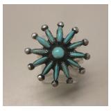 Vtg Zuni Sterling Silver Turquoise Ring