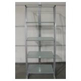 4-Tier Metal & Frosted Glass Shelf Unit