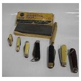 Knive Lot & Sharpener Largest 3" Blade
