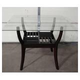 48" x 48" x 36" Glass Top Wood Table