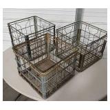 Set Of Three Metal Wire Baskets 13" x 13" x 10"